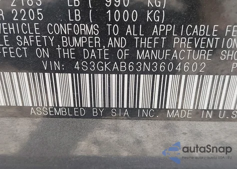 2022 Subaru Impreza from USA, damaged, VIN 4S3GKAB63N3604602